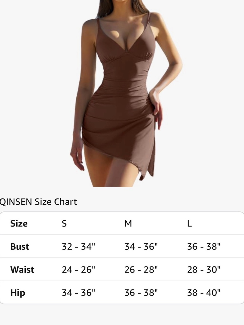 NEW 🤎Swim Brown Ruched Swimdress - V-Neck - Picture 4 of 10